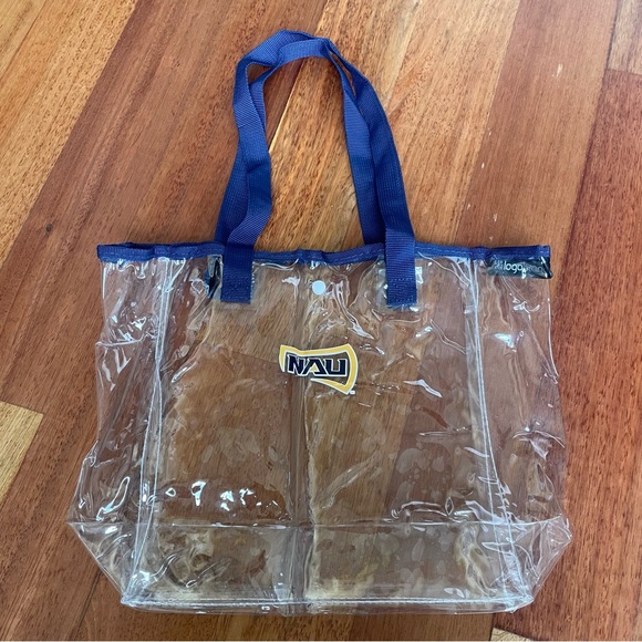 logobrands Handbags - Northern Arizona University NAU Clear Tote Bag with Navy Blue Handles NWOT